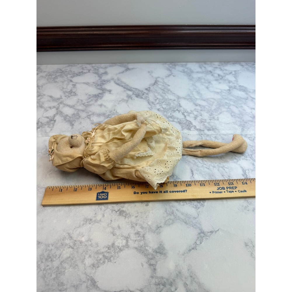 Vtg Lee & Lee Dallas Teddy Bear Plush Victorian Eyelet Dress Bonnet Cream 14" - Picture 7 of 12